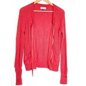 Sonoma Life Style Coral Knit Zip Front Cardigan‎ Sweater Small